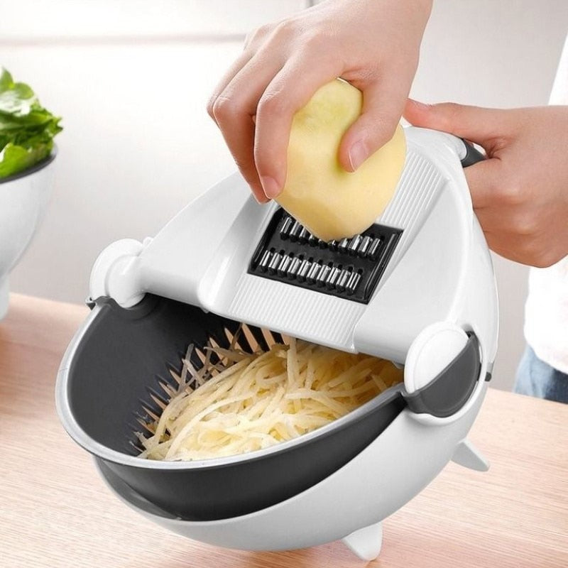 Magic Multifunctional Rotate Vegetable Cutter With Drain Basket